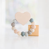Heart Charm Silicone + Wood Teether - Bannor Toys