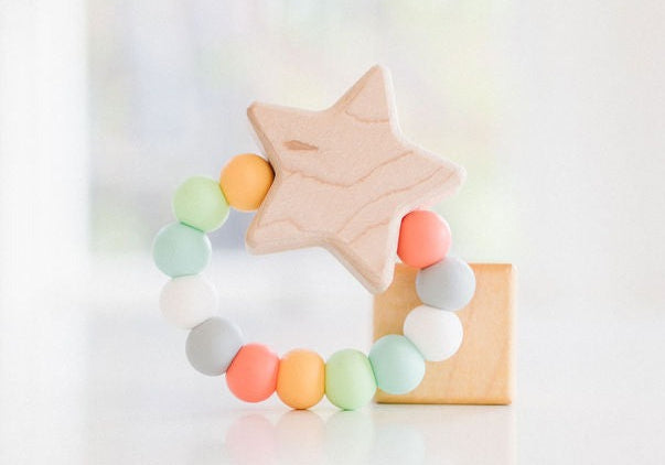 Star Charm Silicone + Wood Teether - Bannor Toys
