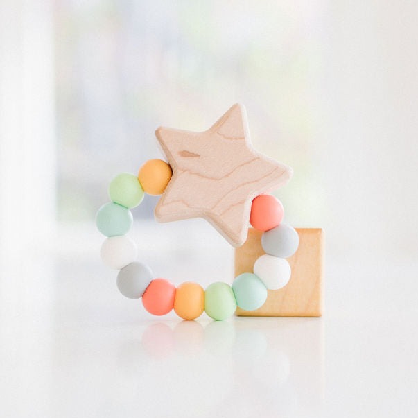 Star Charm Silicone + Wood Teether - Bannor Toys