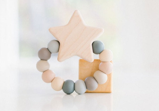 Star Charm Silicone + Wood Teether - Bannor Toys