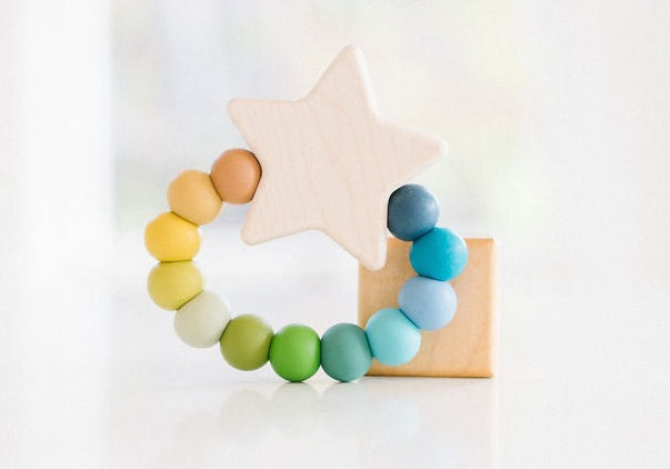 Star Charm Silicone + Wood Teether - Bannor Toys