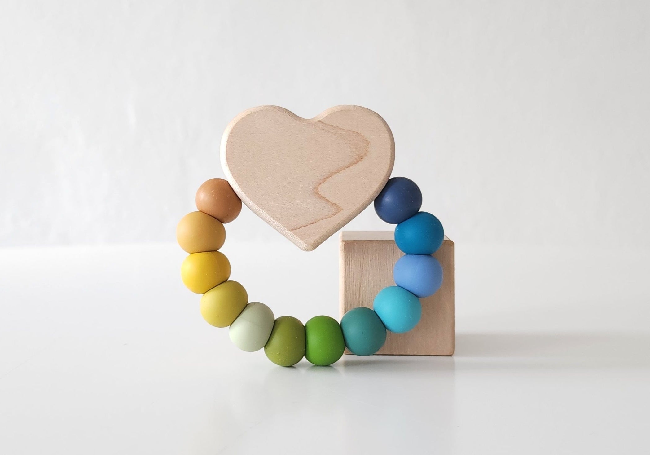 Heart Charm Silicone + Wood Teether - Bannor Toys