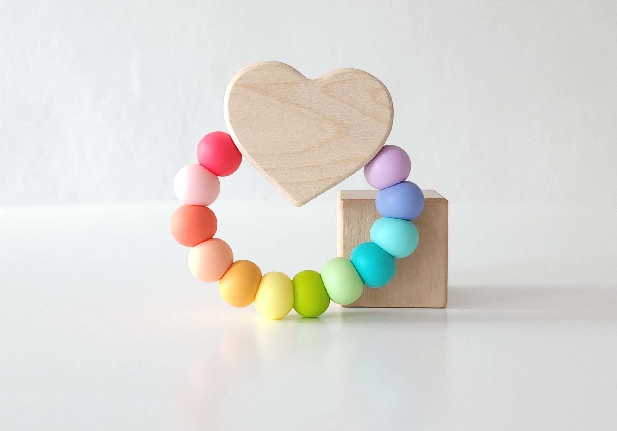 Heart Charm Silicone + Wood Teether - Bannor Toys