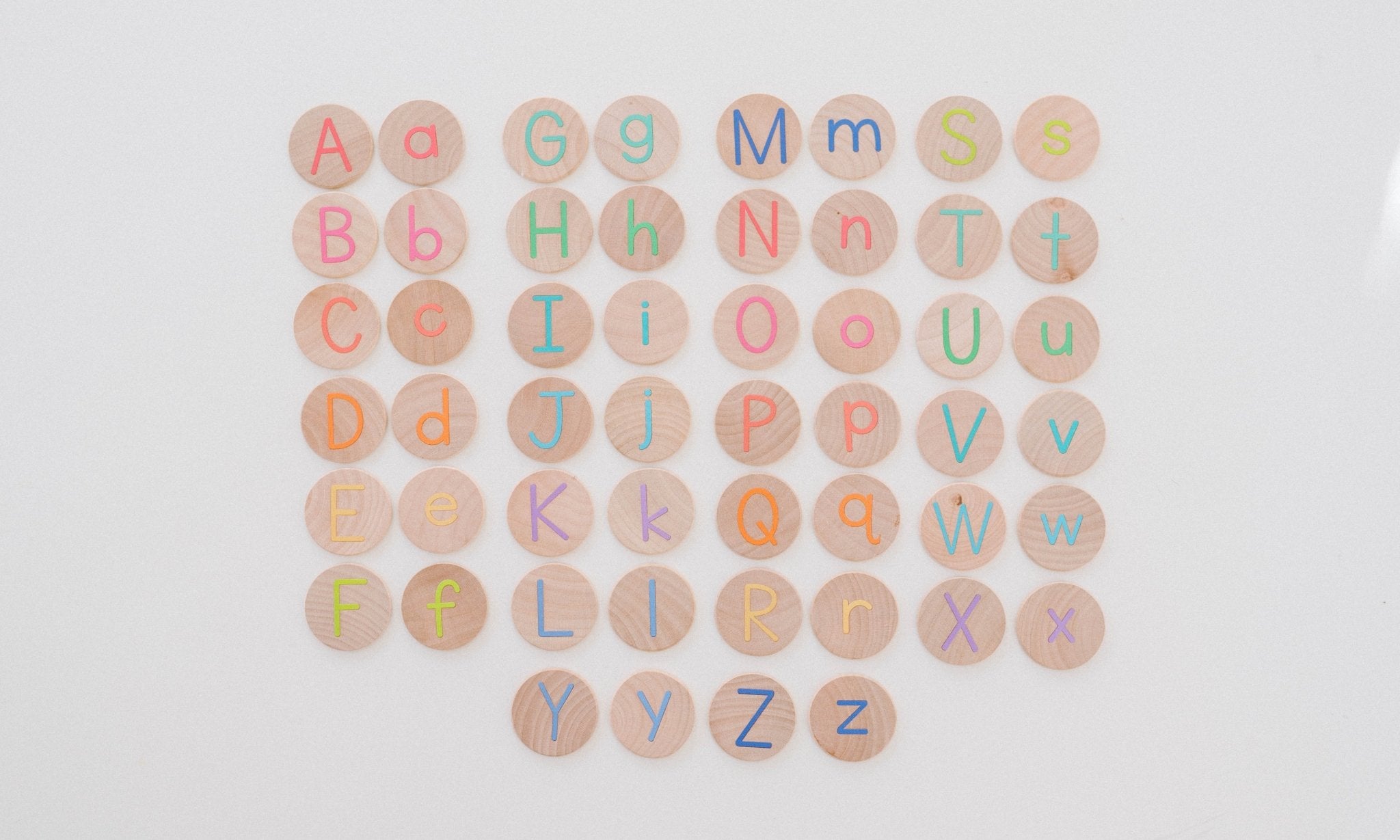 Wooden Alphabet Coins, Uppercase & Lowercase Set - Bannor Toys