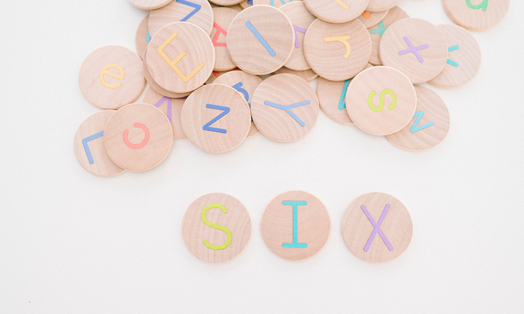 Wooden Alphabet Coins, Uppercase & Lowercase Set - Bannor Toys