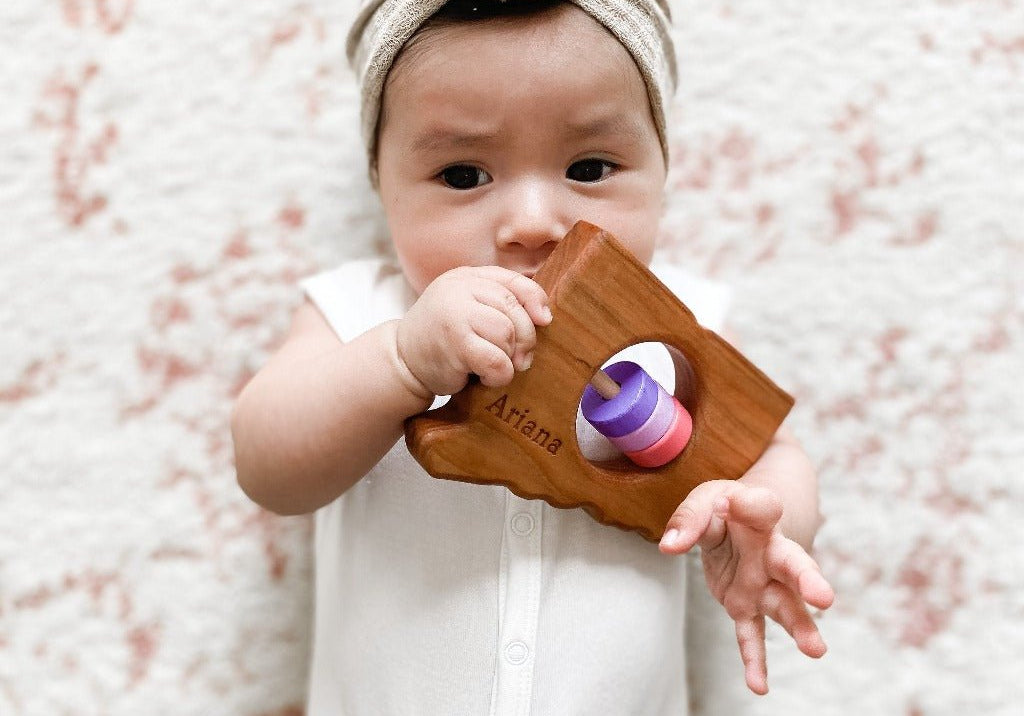 Connecticut State Wooden Baby Rattle™ - Bannor Toys