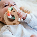 Hedgehog Wooden Baby Grasping Toy with Teething Beads - Bannor Toys