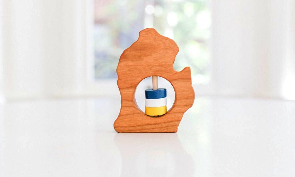 Michigan (Lower Peninsula) Wooden Baby Rattle™ - Bannor Toys