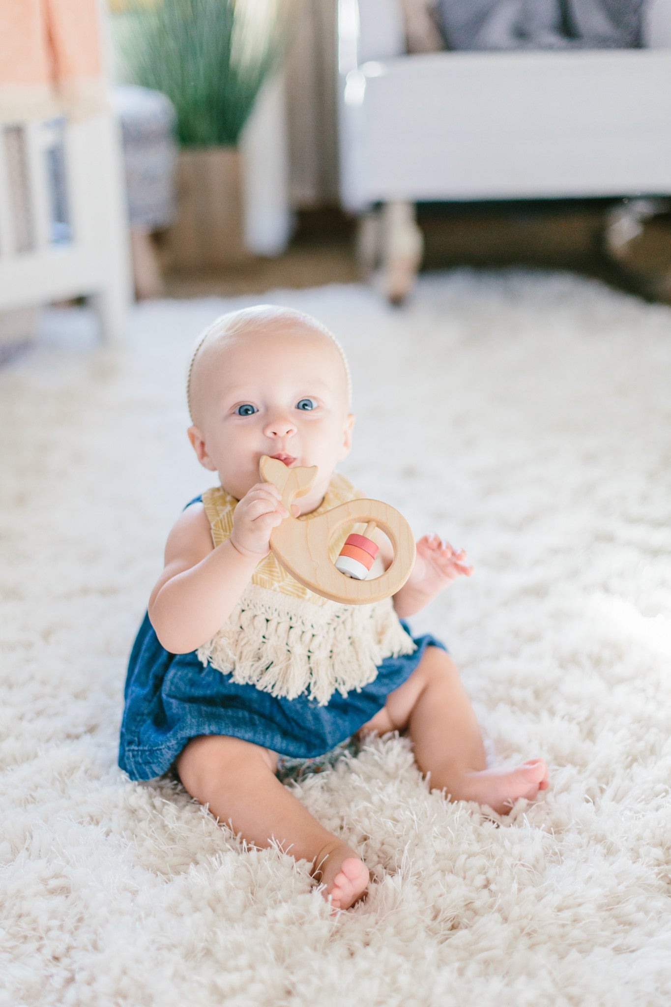 Whale Wooden Baby Rattle - Bannor Toys